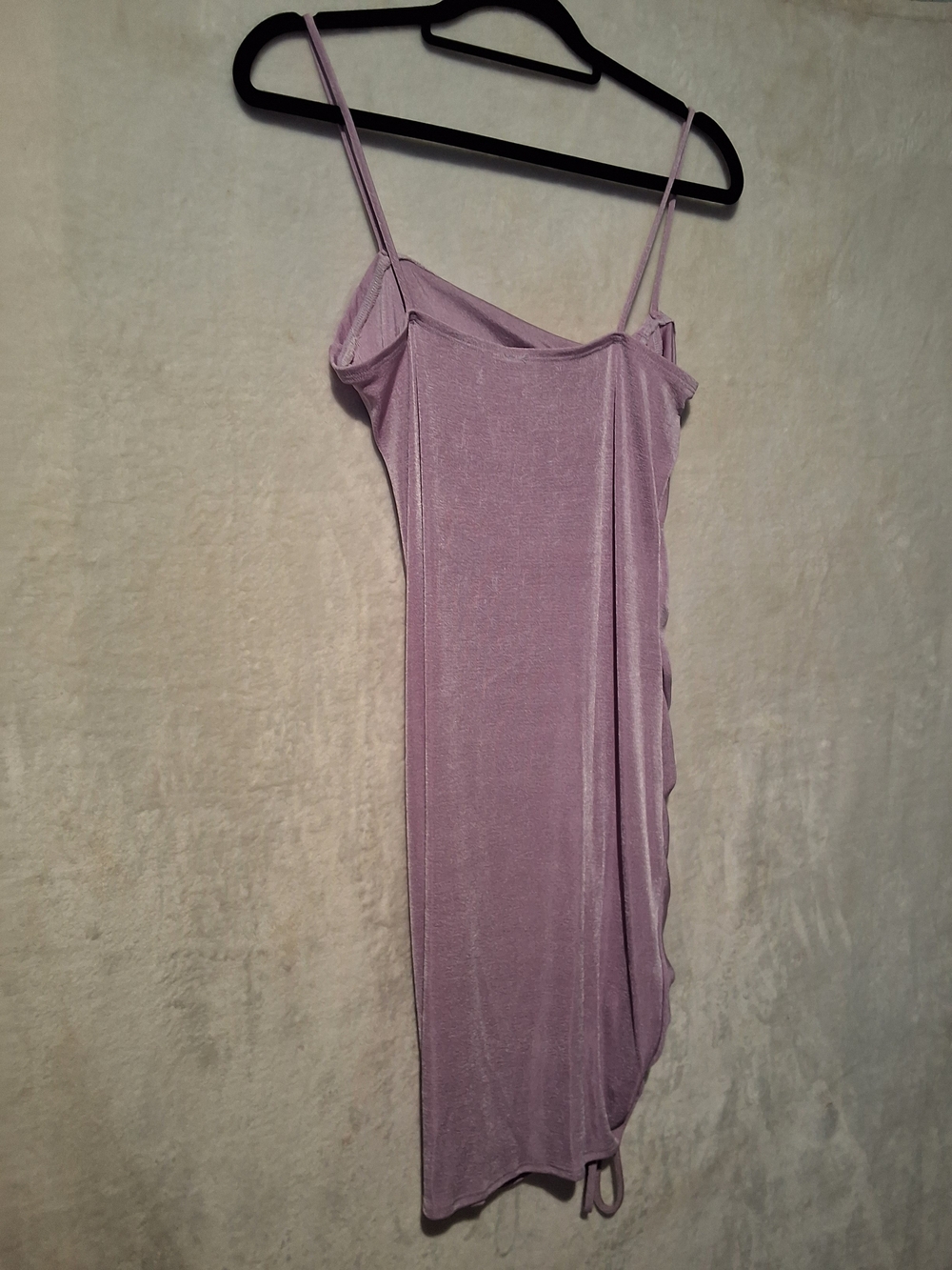 Lilac Ruched Side-Drawstring Mini Dress with Spaghetti Straps - Picture 6 of 8